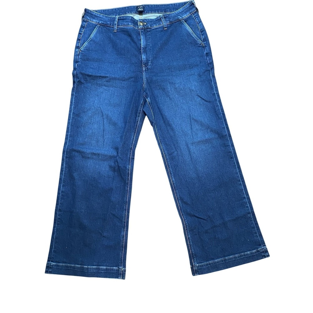 J Crew Factory NWT High Rise Trouser Jean Wide Leg Stretch Size 34 - Picture 3 of 7